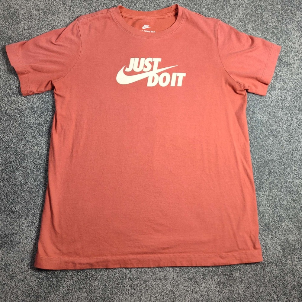 NIKE Just Do It Cotton Tee Shirt XL Orange "The Nike Tee" Graphic T-Shirt Used